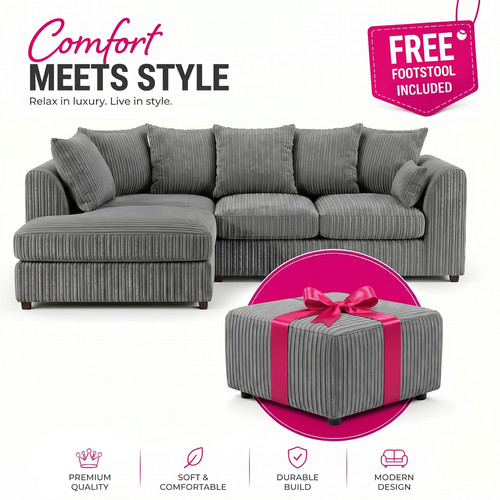 Corner sofa jumbo cord 3 - sofa,